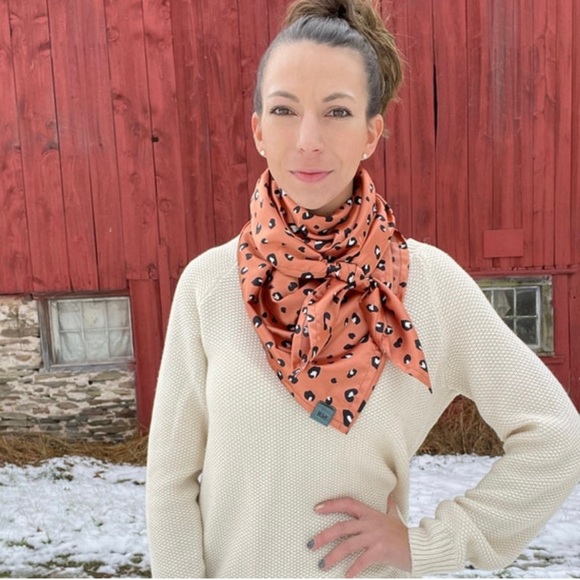 Accessories - HANDMADE NEW Black, white, Bronze leopard charmeuse faux silky satin Wild Rag